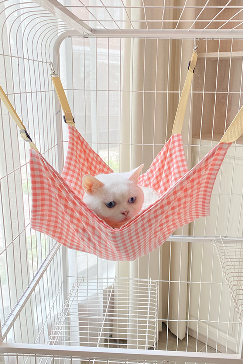 Кровати 猫吊床猫咪挂窝猫笼子用宠物猫笼悬挂式睡觉的秋千空中摇篮小猫床 Yan Kee