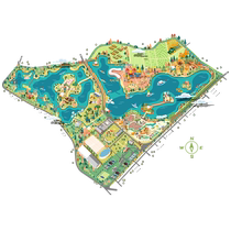 (Original design) Hand-drawn map customization of scenic spot guide map design attraction production campus area cartoon drawing