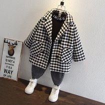 Boys spring autumn and winter woolen coats little boys and childrens clothing fashionable baby boys quilted thickened coats trendy 4 years old and 9 years old
