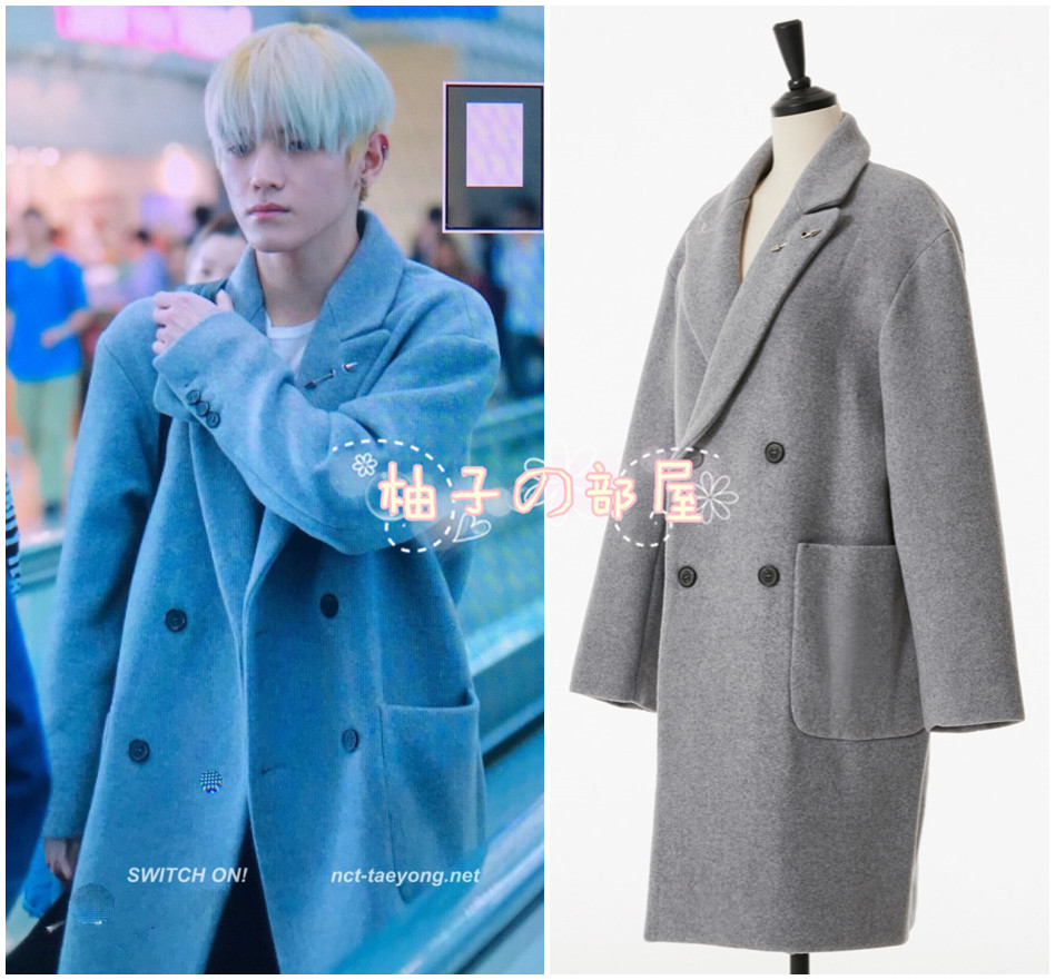 (South Korean direct mail) NCT127 Lee Tae-jung with the same metal to decorate the wool sweater coat.