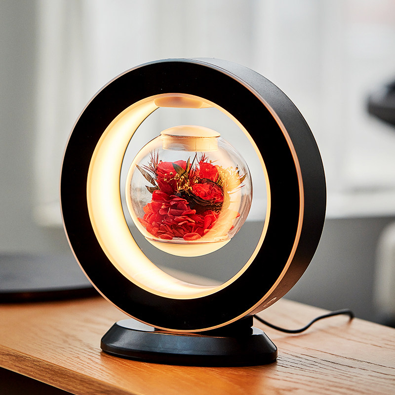 Romantic suspension rotating immortal flower round ball table lamp creative fun bedside bedroom decoration festival wedding gift light