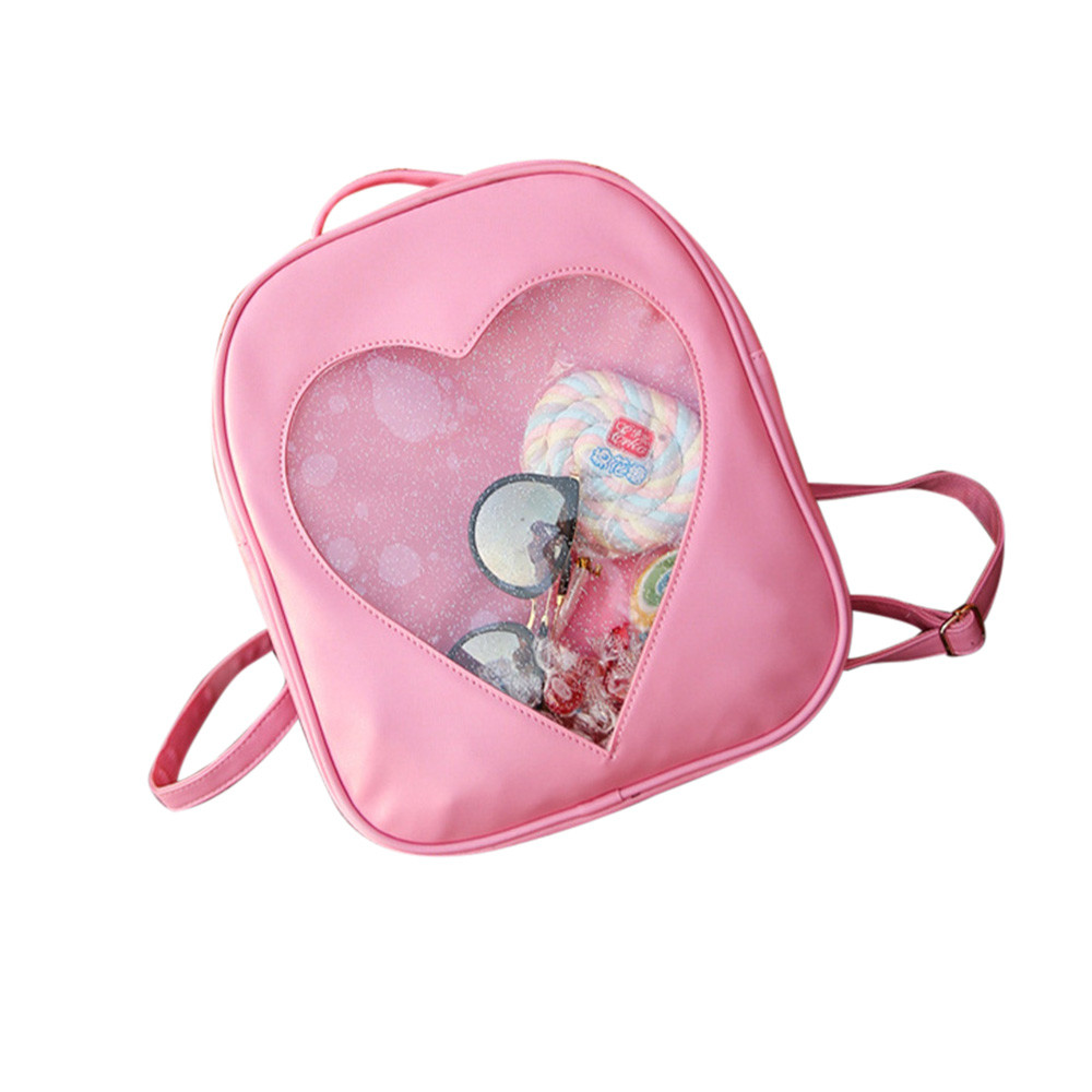 PinkCandy Color   PU   Leather   Ita   Bag   DIY   Transparent   Love   Heart   S
