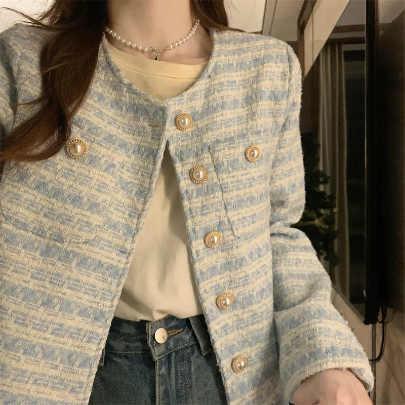 Весна-осень дизайн жакета, стиль Chanel, 2024 год, французский стиль, для подростков