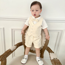 Handsome boy dress host clothing summer childrens suit suit baby one-year-old flower girl photography performance clothing