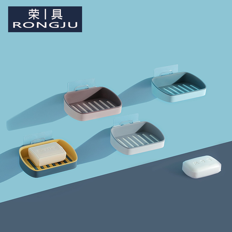 2021 new SOAP RACK BATHROOM SUCTION CUP FREE FROM PERFORATED DRAIN SOAP CASE MAKEUP ROOM SOAP RACK DOUBLE LAYER SOAP CASE