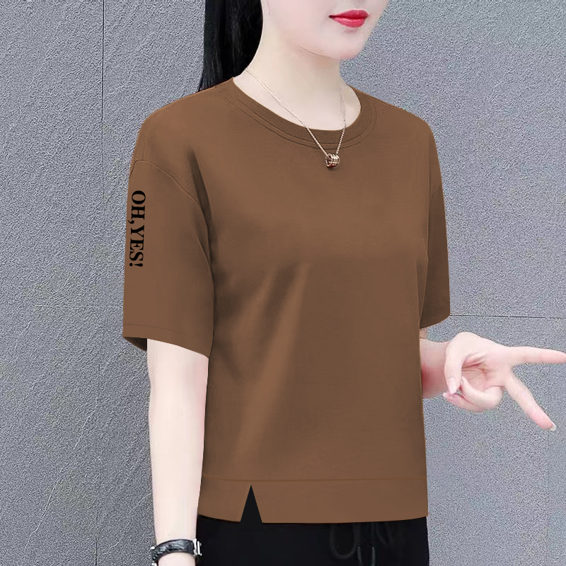 2026 New Popular Spring and Summer Short-Sleeved T-Shirt, Loose Pure Cotton Mother's Round Neck Top, Solid Color T-Shirt for Women 2026 New Popular Spring and Summer Short-Sleeved T-Shirt, Loose Pure Cotton Mother's Round Neck Top, Solid Color T-Shirt for Women
