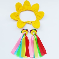 Желтое эластичное кольцо, в цветочек, 2 шт