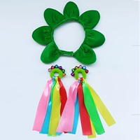 Зеленое эластичное кольцо, в цветочек, 2 шт