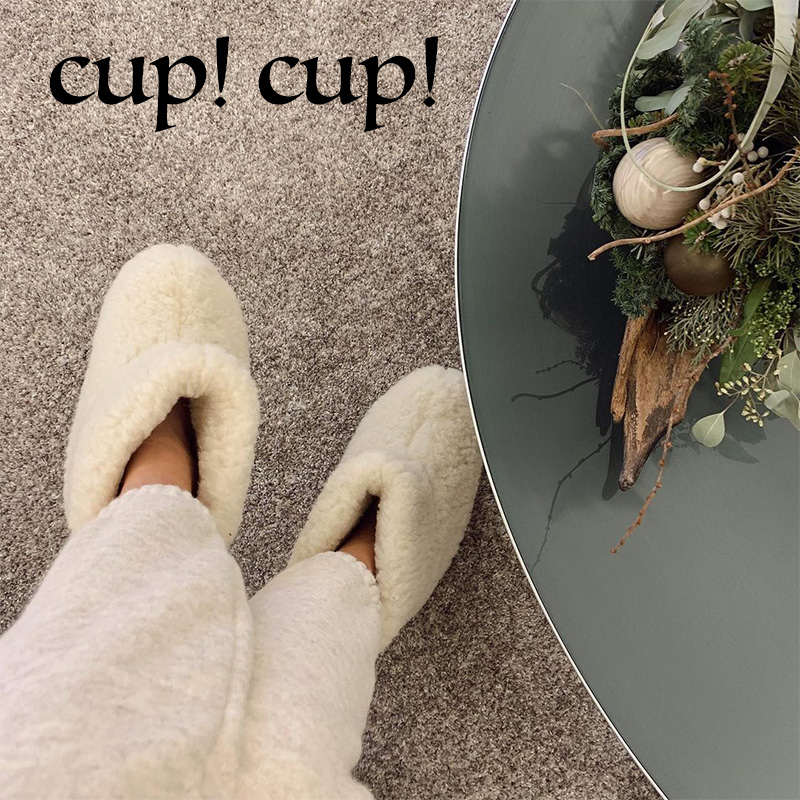 Cup Cup (spot) Korean ins blogger with the same paragraph 100% wool cotton shoes home warm cotton boots