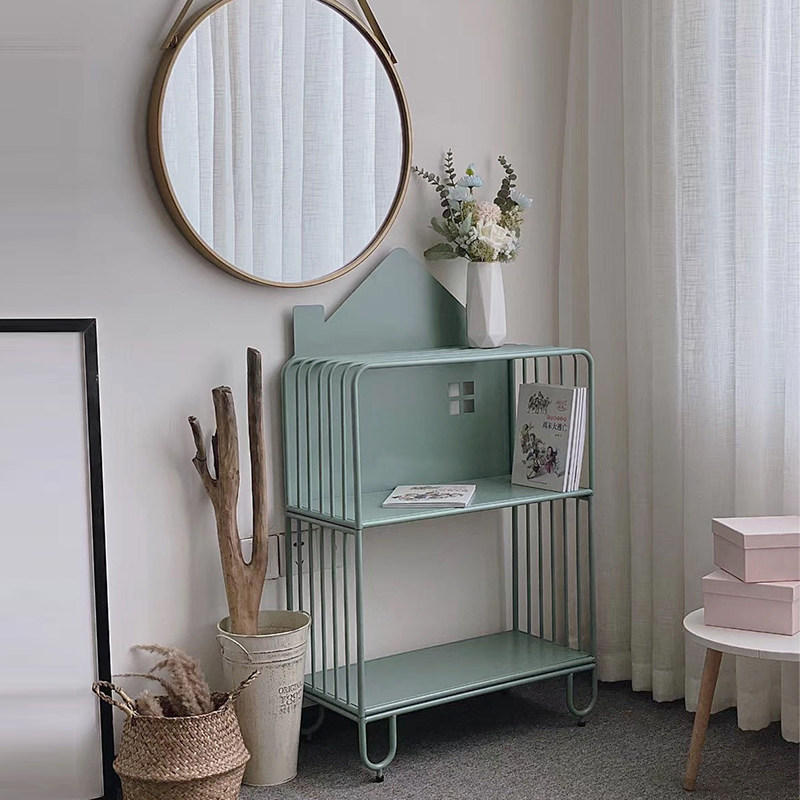 Children's Room Bookshelf Living Room Iron Art Student Bookcase Small Simple Bedroom Toy Collection Racket