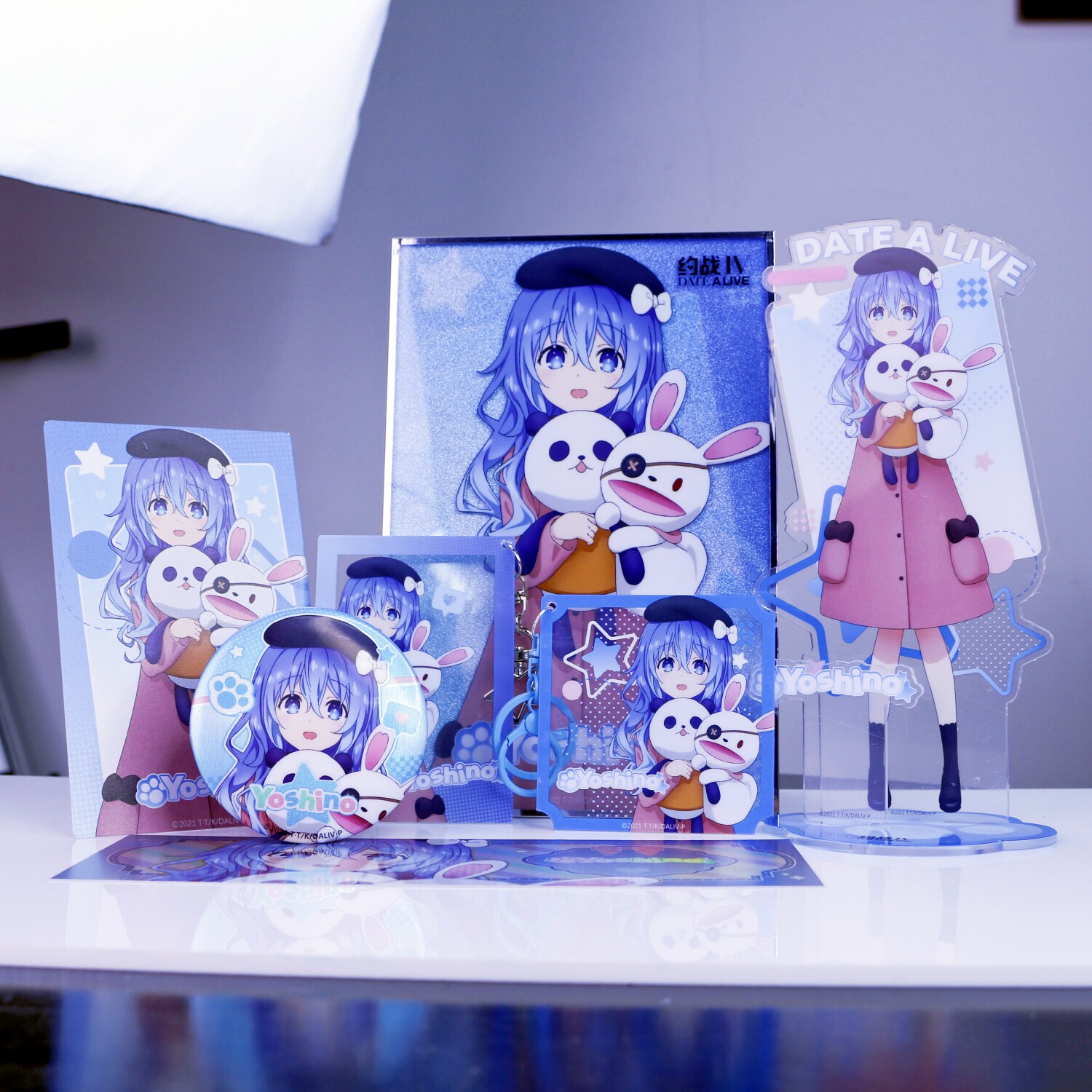 Date A Live Yoshino Can Badge Acrylic Stand Clear Card Holographic Ticket Shikishi Postcard Keychain Official Merchandise