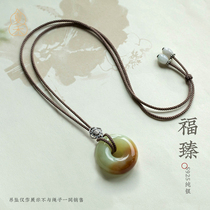 Green buckle hanging rope jade pendant rope high-end necklace rope 925 silver woven rope emerald hand woven rope fine lady