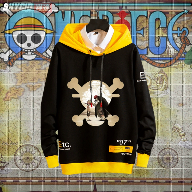 Luffy Sauron Phim hoạt hình Nhật Bản hai chiều quần áo ngoại vi nam và nữ cặp đôi áo len có mũ trùm đầu giản dị cộng với áo khoác lông cừu - Thể thao lông cừu / jumper