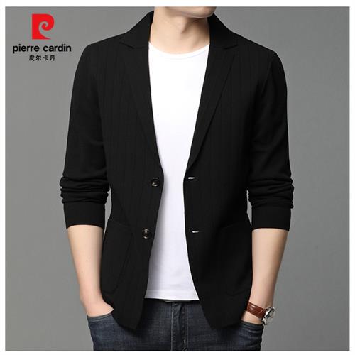 Pierre Cardin Men's Suit Collar Fashionable Knitted Cardigan Jacket 2025 Autumn New Casual Sweater Suit for Men