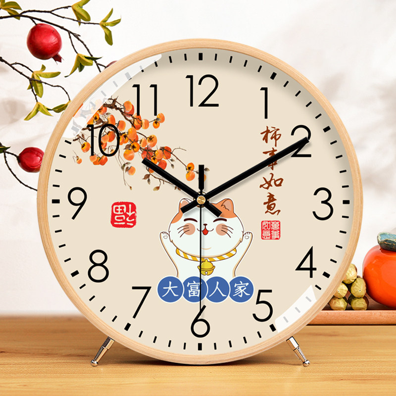 Solid wood seat clock Living room Bedroom clock pendulum desktop Atmosphere sitting clock placing style Home Guan Pendulum with quartz clock-Taobao