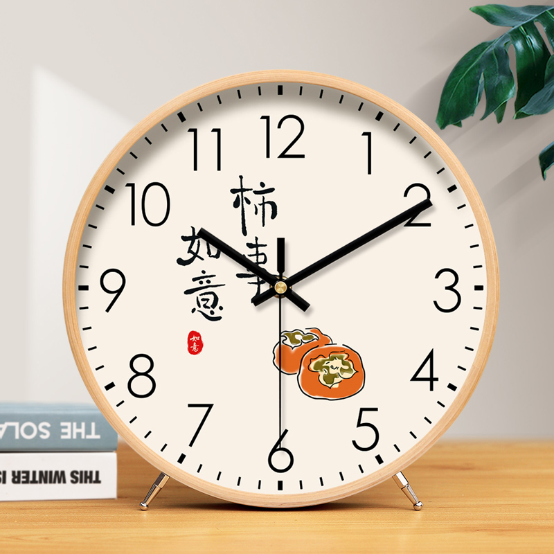 Solid wood table clock desktop clock table clock home table clock decoration Chinese style national style living room bedroom fashion clock