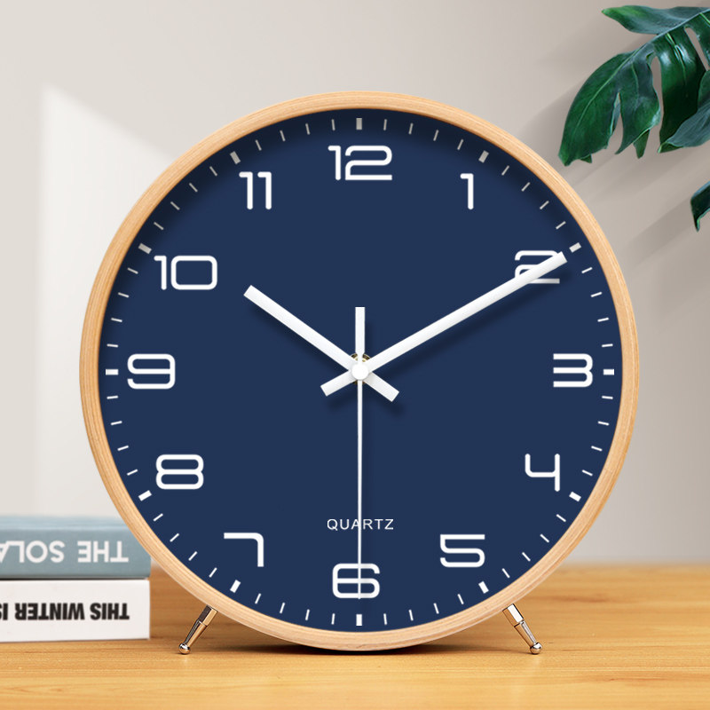Solid wood table clock living room simple home desktop table clock decoration clock Chinese fashion pendulum clock high-end desk clock