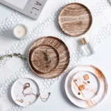 多肉花盆托盘底托肉肉植物北欧木制绿植接水托圆形四方形