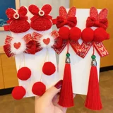 Детский аксессуар для волос, заколка для волос с кисточками, детские праздничнные шпильки для волос с бантиком, год кролика, китайский стиль