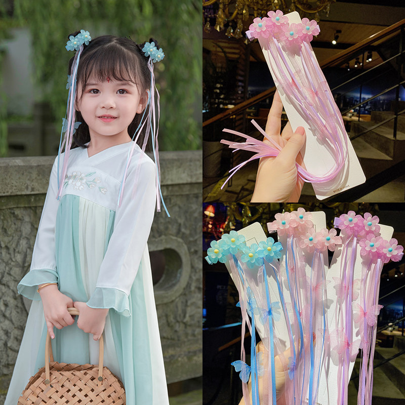 Hanfu headwear children's streaming Su Step rocking with hair clip China's ancient wind superfairy ancient fitting palace hair accessories for children