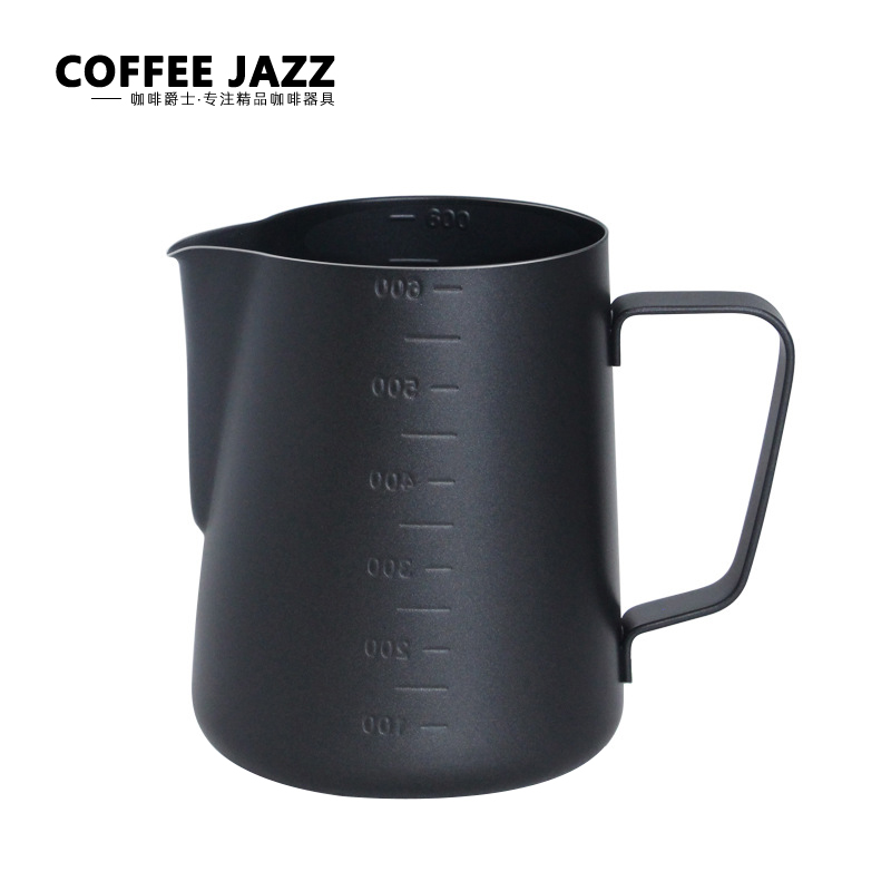 COFFEE JAZZ Teflon Stainless Steel Coffee specialized pressed pointed mouth pulling cylinder milk bubble with scaling cup