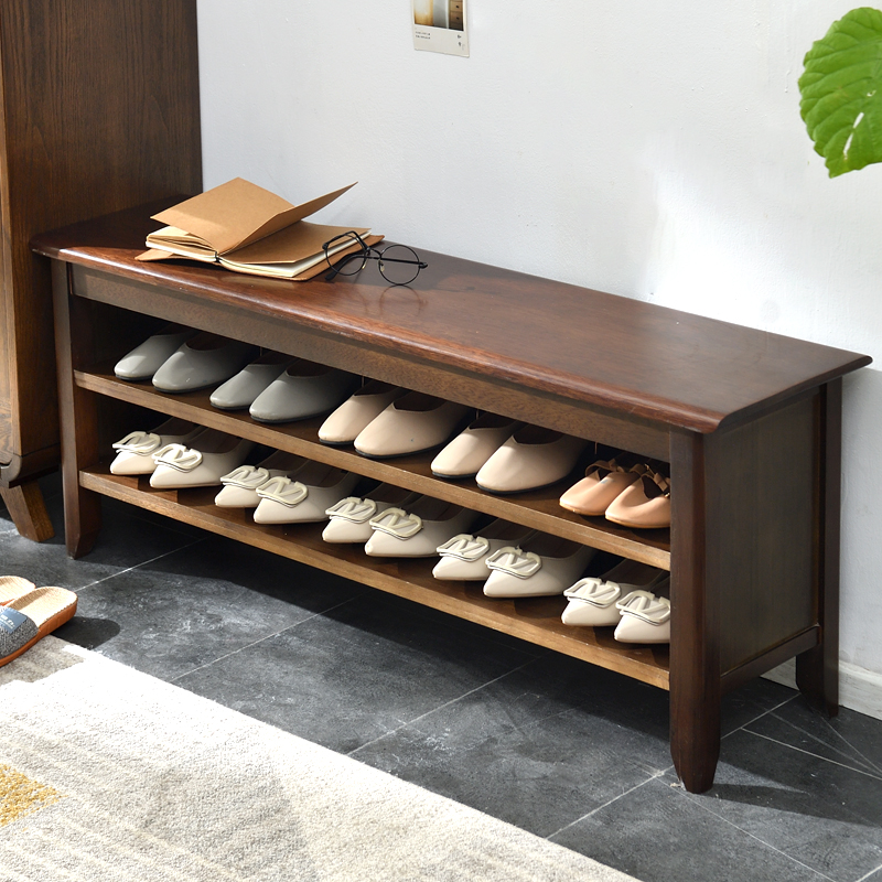 Solid wood replacement shoe stool household door long bench simple entry shoe cabinet in one introduction to the introduction of shoe stool