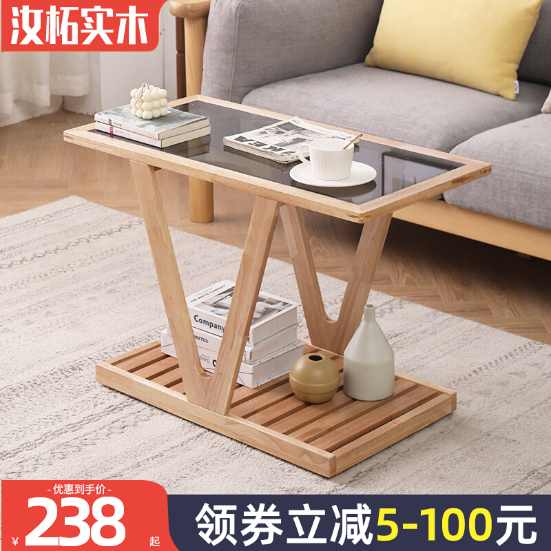 Sofa side table mobile small table small coffee table mini bedside table side table light luxury small square table simple square coffee table corner table