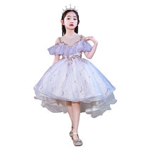 Girls princess dress tutu gauze presenter light luxury niche catwalk children birthday flower girl wedding piano performance costume