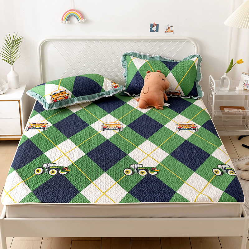 Custom cotton bed cover three-piece set of non-slip sheet mattress four seasons universal cotton sandwich cotton tatami large kang pad