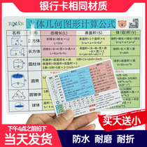 Primary school mathematics geometry formula Daquan 1-6 grade unit conversion knowledge point area volume formula shorthand card