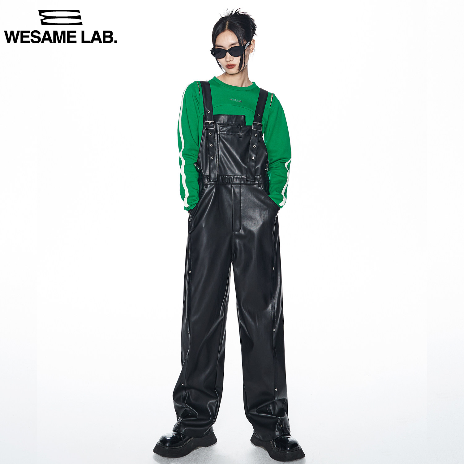 WESAME LAB original design niche fashion leather high street retro tooling straight tube baby bag pants women's