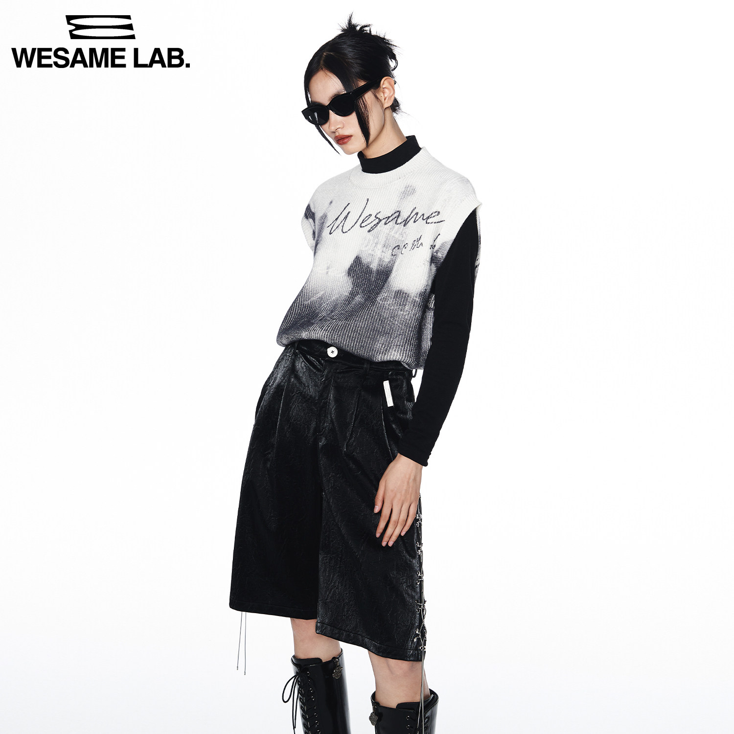 WESAME LAB Knitted Vest Women's Spring and Autumn Style Design Sense Small People Outerwear Trendy Lazy Wind Loose Sweater Vest