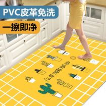 Kitchen Ground Mat Non-slip Anti-Oil Carpet Free Washable home pvc Waterproof Dirt Resistant doormat Footbed Whole Paving Mat
