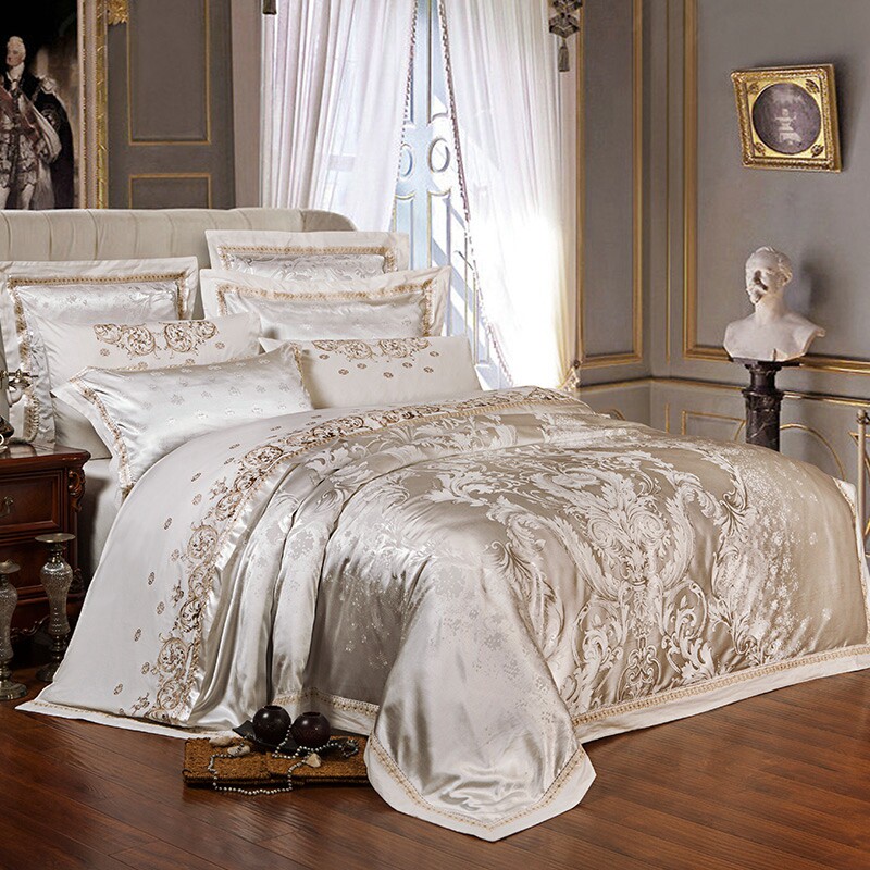 Eurostyle light extravagant bed goods high-end luxury goons satin long suede cotton four pieces of pure cotton full cotton linen quilt cover bedding