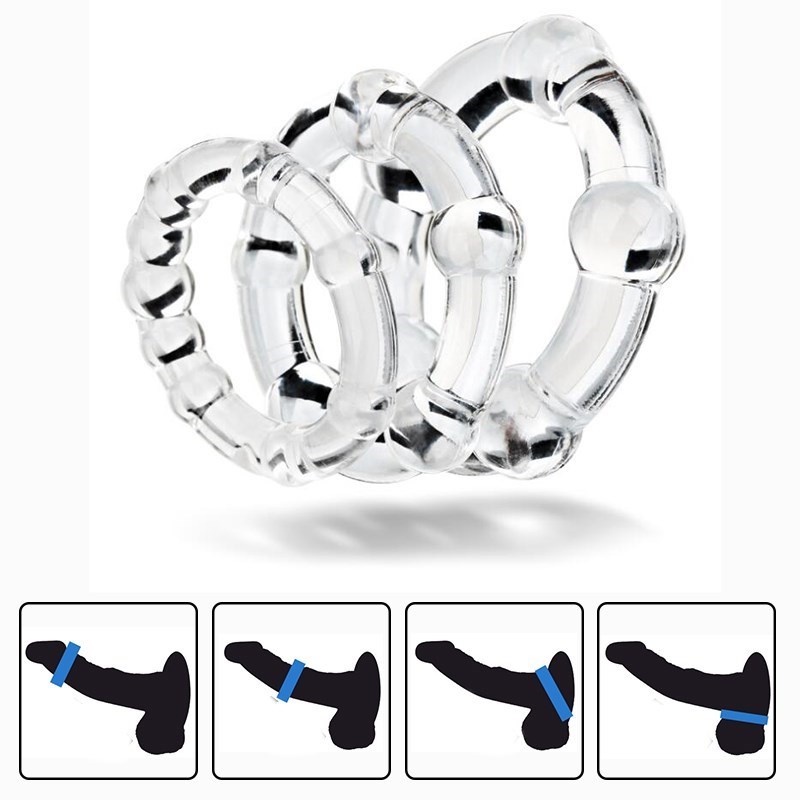 Set of 3PCS Durable Cock Rings Bead Penis Ring Male Delay Ej