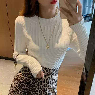 Joker slim long-sleeved sweater women's autumn and winter New Korean version of interior clothing black tight pullover sweater simple tide