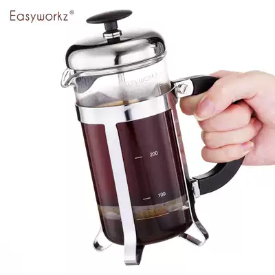 Easyworkz French filter press pot stainless steel coffee maker household French filter press hand punch pot heat-resistant glass tea brewer