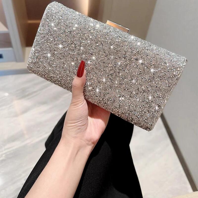 New Korean Style Evening Diamond Clutch Bag for Women, Shiny Banquet Dress Cheongsam Rhinestone Women's Bag