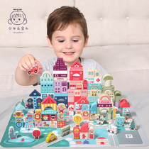 New products Great hands for small hands children Puzzle Toys City Street View Wooden Building Blocks Colorful Characters Car Scene
