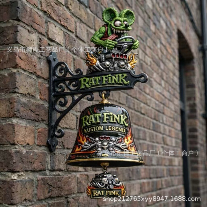Ratfink Custom Legend Wall Bell Vintage Motorcycle Rat Fink Cast Iron Doorbell Ratfink Custom Legend Wall Bell Vintage Motorcycle Rat Fink Cast Iron Doorbell