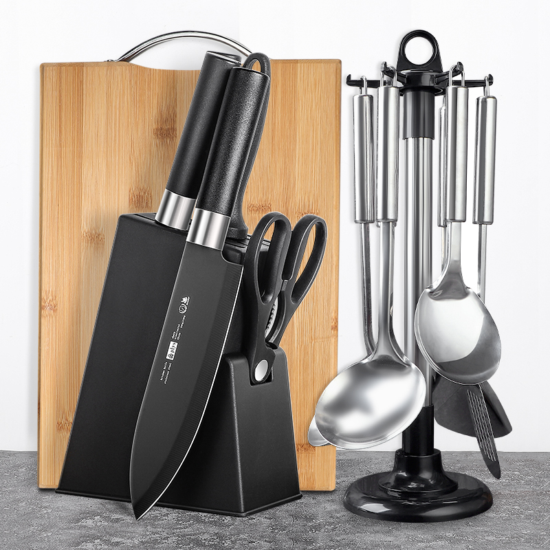 Kitchen knife chopping board two-in-one set kitchen knife household meat slicing bone cutting knife chopping board spatula kitchen utensils full set