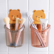 Small Bear Draining Cup Shelve Cup Holder Cuddle With Toothbrush Tooth Cup Shelf Free to stick to wall Hanging Toilet