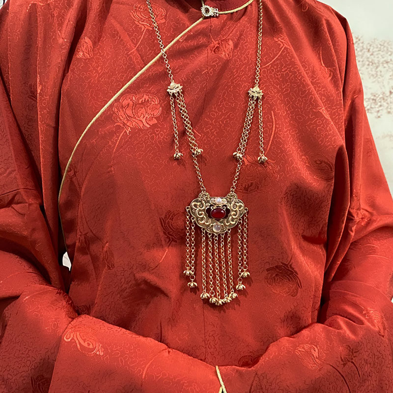Heart Lock Chain Necklace Ruyi Lock Necklace Hanfu Long Necklace Ming Necklace Necklace Myrobalan Skirt Song Accessories
