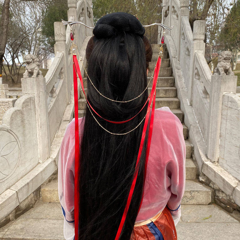 Original atmospheric hairpin ribbon hair accessories Hanfu headdress ancient style hairpin long tassel hairpin ribbon step shake