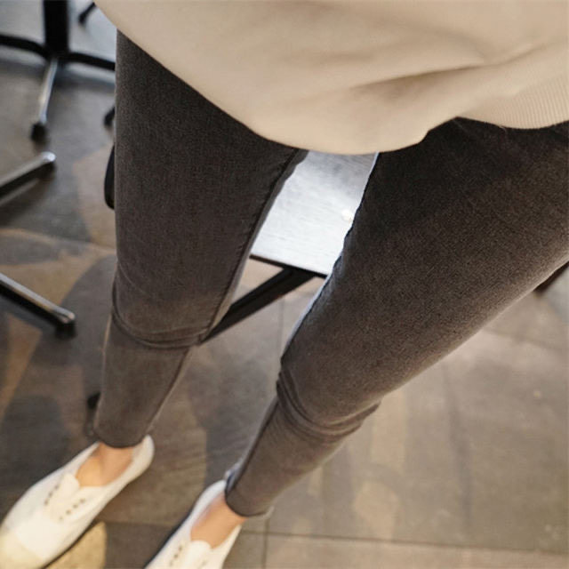 Brin smoke gray jeans women's 2021 spring and autumn new elastic high waist thin tight narrow tube pants nine-point pants