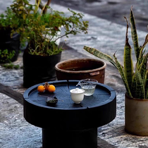 Green Solid Wood Tea Table Black Round Sofa Edge A Few Designers Tea Desk Folk Hotel Creative Retro Tea Table