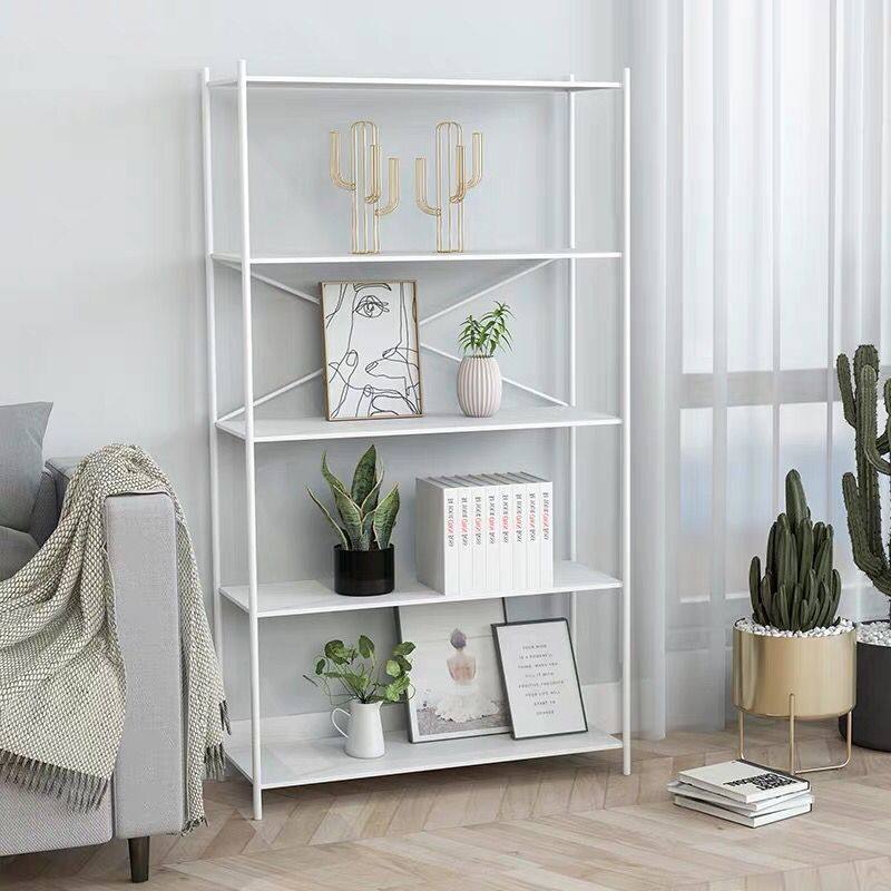 Simple modern wrought iron shelf Nordic bedroom multi-layer partition storage display stand floor-to-ceiling living room bookshelf