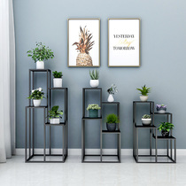 Nordic Window Sill Multi-Meat Flower Racks Living-floor Style Iron Art Multilayer Flower Pots Shelf Home Balcony Turquoi Shelving