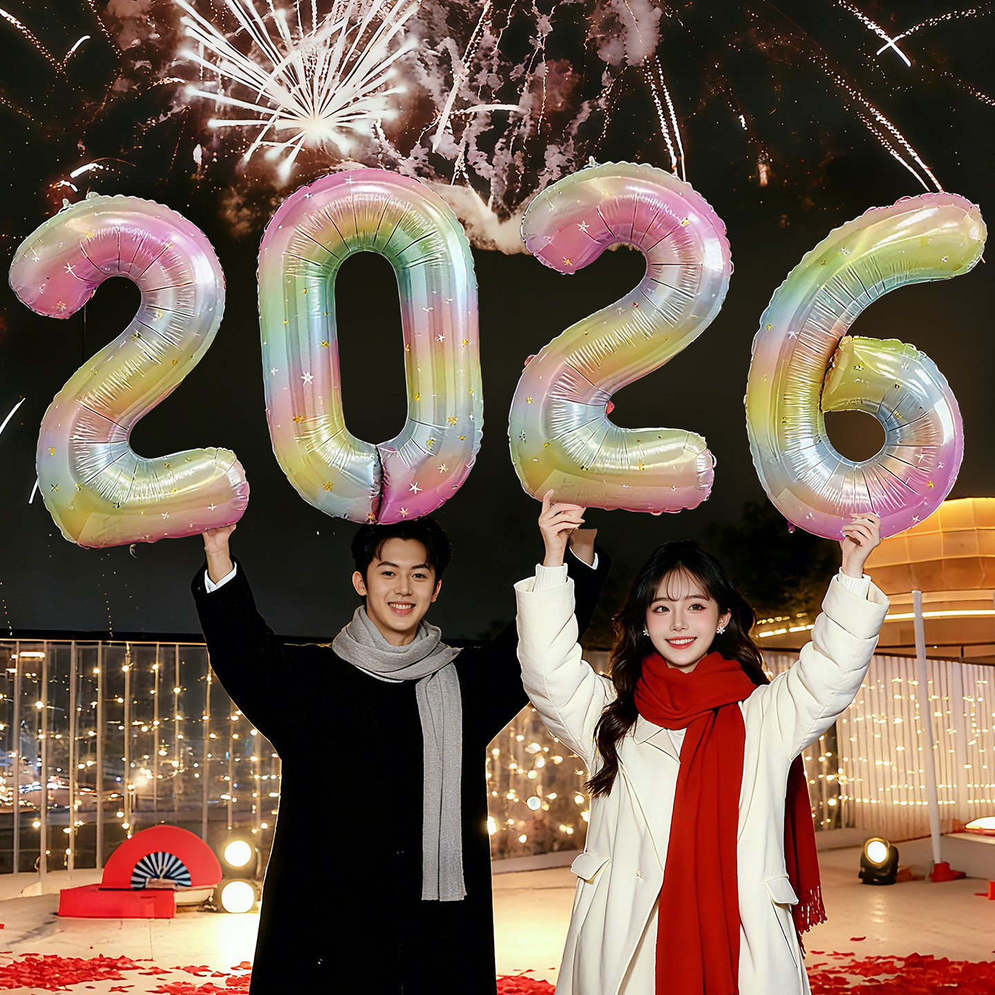 2026 Number Balloons Spring Festival New Year Decoration New Year's Eve Handheld Balloons Creative Photo Props Group Photo Photography