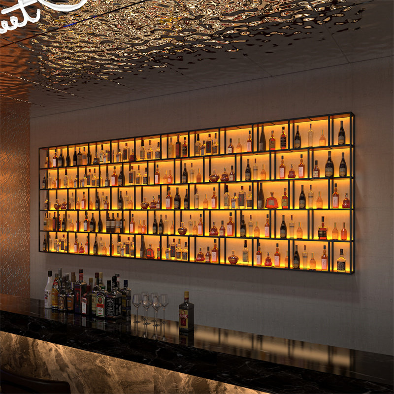 Bar Industrial Wind and Iron Art Display Stand Bar Wall-mounted Red Wine Rack Dining Room Creative Wine Wall Rack